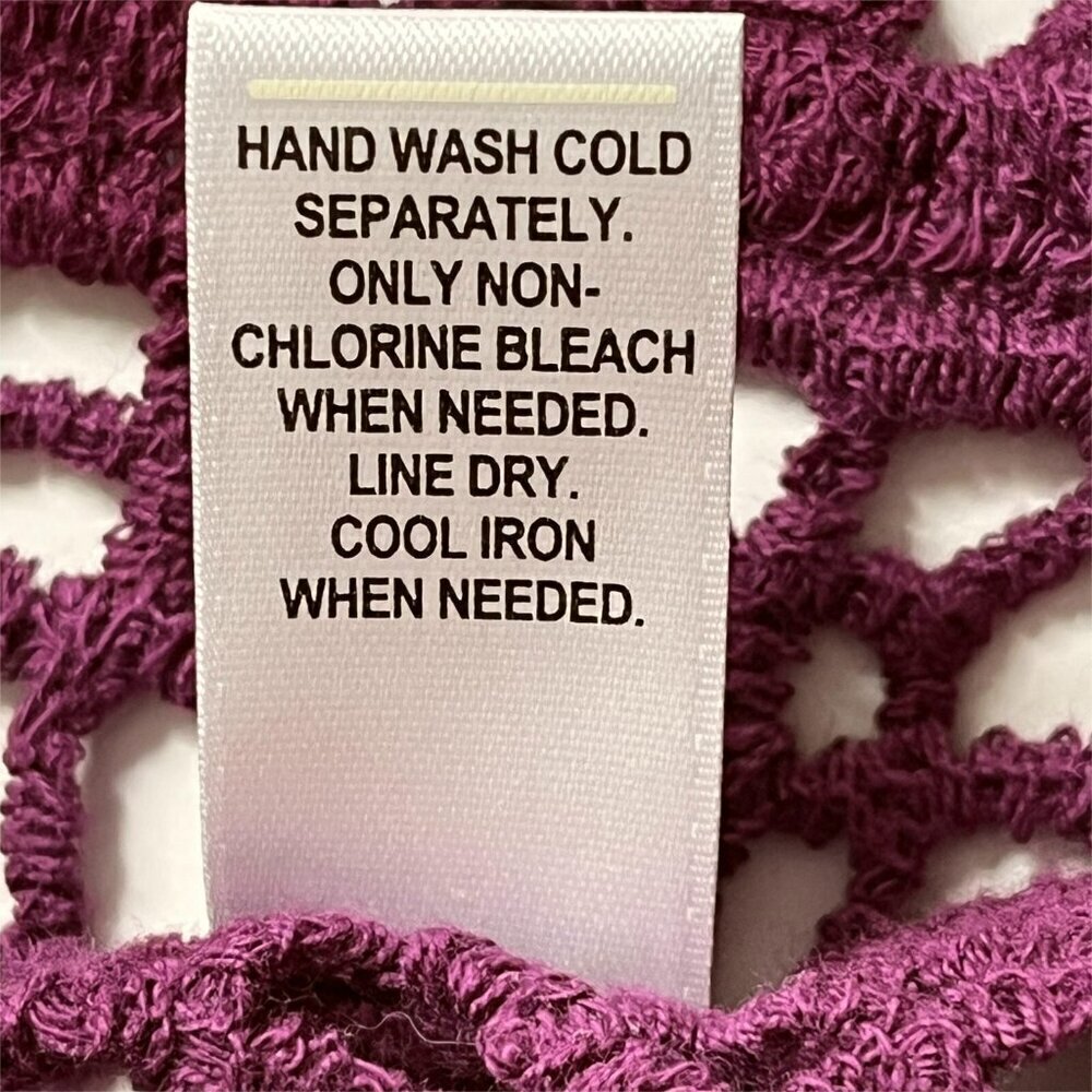 Cato Open Crochet Top sz L 100% Cotton Purple Layering Beachy Boho Hippie - Picture 6 of 6